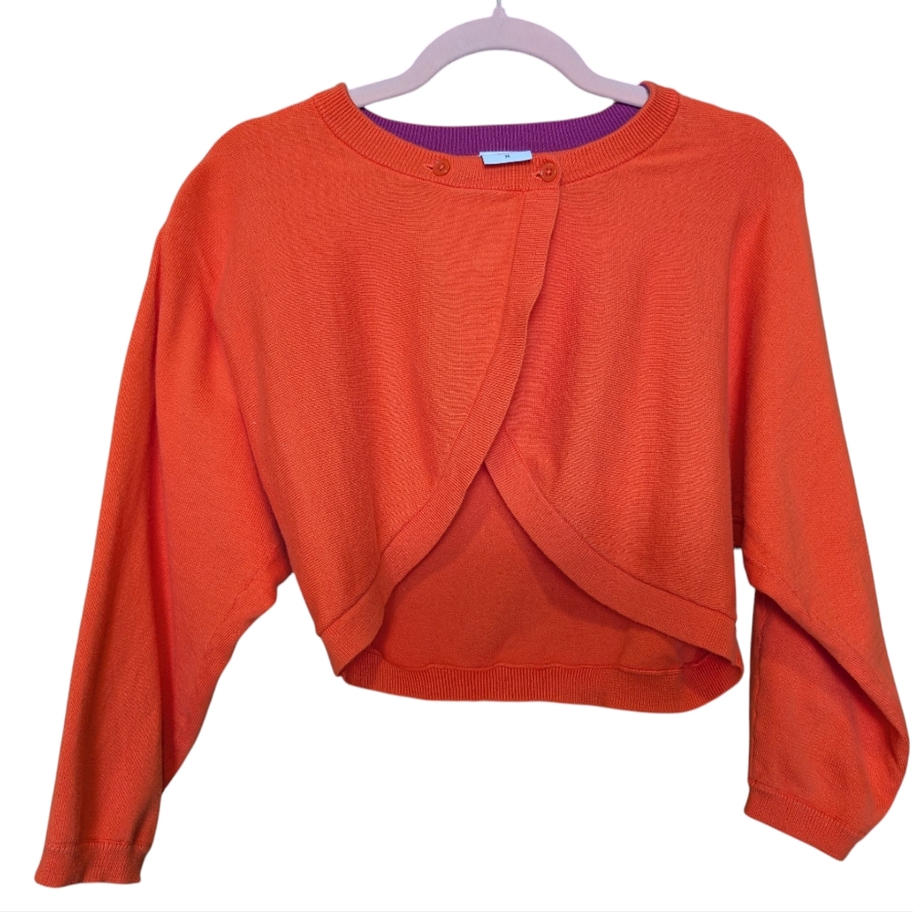 Cabi Tiger Lily Orange Piccolo Cardigan Shrug Sweater Sz M